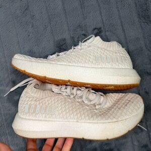NOBULL Knit Runner Mens Size 10 White Gum Athletic Training Shoes Reflective